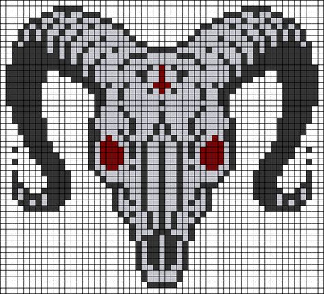 Pentagram Pixel Art, Skull Perler, Baphomet Skull, Skull Tapestry, Perler Projects, Cross Stitch Sampler Patterns, Ram Skull, Stitch Sampler, Pixel Pattern