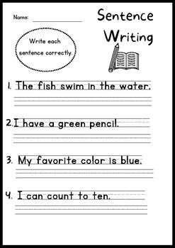 Help your child practice handwriting with these 10 simple sentences. Each sentence is written in a large, easy-to-read font, and there is a space below for kids to copy the Simple Sentences For Kids, Improve Handwriting Worksheets, Handwriting Practice Sentences, Sentence Writing Worksheets, Sentence Writing Practice, Simple Sentences Worksheet, Writing Sentences Worksheets, Sentences Worksheet, Handwriting Worksheets For Kids