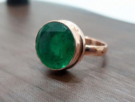 Green Emerald Ring, 925 Solid Sterling Silver Ring, 22K Yellow Gold, Copper Ring, Rose Gold Finish, Round Cut Emerald Quartz Gemstone Ring - Etsy Ouroborus Ring, Five Golden Rings, Ancient Roman Jewelry, Emerald Quartz, Stone Ring Design, Emerald Stone Rings, Large Stone Rings, Roman Jewelry, Green Emerald Ring