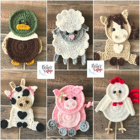 Thanks for the kind words! ★★★★★ "Another easy to read pattern! Love the animals! Will be buying more patterns in the future!" beckyburns90 Appliques Au Crochet, Crochet Farm Animals, Crochet Applique Patterns Free, Crochet Appliques, Crochet Cow, Crochet Simple, Haken Baby, Animal Patterns, Crochet Borders