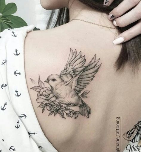 Bird Tattoo, Tattoos, Flowers