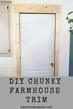 Baseboards And Trim Diy, Trim Diy Baseboard, Farmhouse Ceiling Trim Ideas, Trim Around Interior Doors, Diy Farmhouse Upgrades, Easy Baseboard Trim Ideas, 1x4 Trim Baseboards Stained, Diy Farmhouse Door Trim, Farmhouse Door Trim Ideas Interior