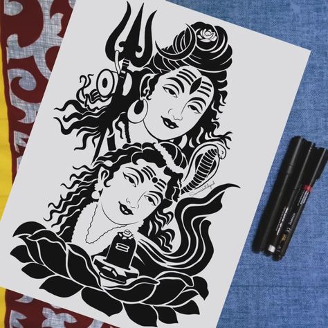 In the sacred space of creativity, I offer my humble tribute to Mahadev and Parvati, their divine union guiding my hand on Mahashivratri 🕉️🔱 . . . . #mahashivratri_special #shivratri #mahadev #parvati #omnamahshivaya🙏 #devokedevmahadev #devotionalart #indianartist #stencilart #stencilartwork #inkdrawing #smallartist #trending #viral #expoorepage Mahadev And Parvati, Mahadev Parvati, Shiv Ratri, Divine Union, Om Namah Shivaya, Indian Artist, Stencil Art, Sacred Space, Ink Drawing