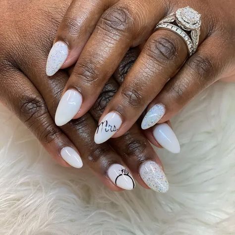 Mrs. bachelorette nails Bachelorette Party Nail Ideas, Bachelorette Party Nails The Bride, Best Wedding Nails Brides, Bachelorette Nails The Bride, Bachelorette Nail Ideas, Bachelorette Party Nails, Fall Bachelorette, Bachelorette Nails, Bridal Shower Nails