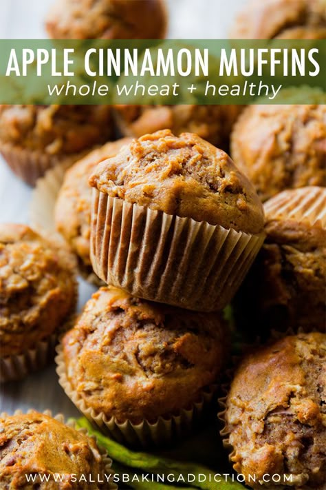 Whole Wheat Recipes, Easy Apple Recipes, Apple Muffins Healthy, Wheat Muffins, Whole Wheat Muffins, Pastas Recipes, Sweet Apples, Apple Cinnamon Muffins, Apple Recipes Easy