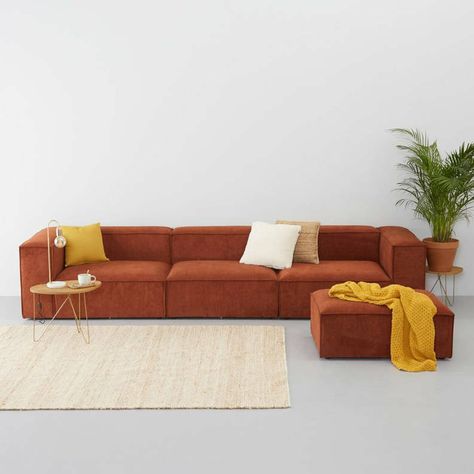 Orange Couch, Brown Couch Living Room, Colourful Living Room Decor, Cosy Interior, Brown Couch, Living Room Design Inspiration, Colourful Living Room, Wall Decor Design, Couches Living Room