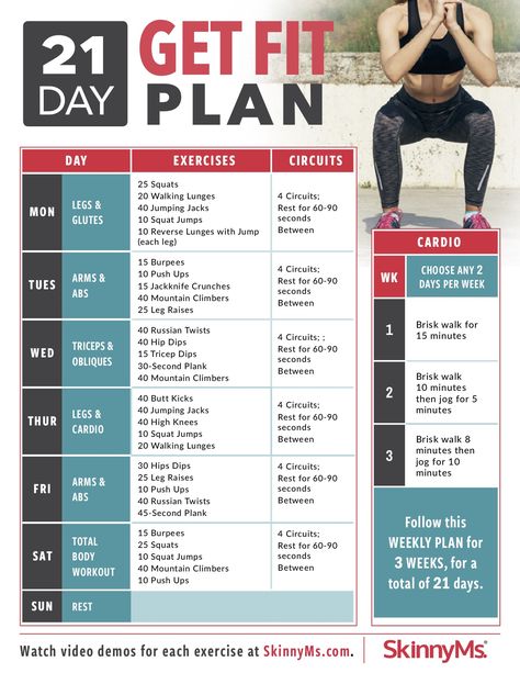 21-day easy Get Fit Plan 21 Day Workout, 21 Day Fix Workouts, Fitness Studio Training, Challenge Fitness, Gym Workout Plan For Women, Best Gym Workout, Gym Antrenmanları, Weekly Workout Plans, 21 Day Challenge