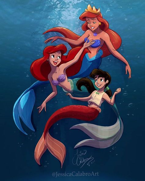 #MerMay Happy Mothers Day!!!!!!!! Since its Mothers Day and Mermay AND The Little Mermaids 30th Anniversary I wanted to make something… Ariel And Melody, Melody Little Mermaid, Mermaid Family, Disney Movie Art, Disney Princess Fan Art, Mermaid Pictures, Mermaid Disney, Disney Princess Drawings, Princess Drawings