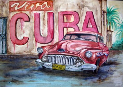 DESSIN cuba aquarelle Paysages Aquarelle  - Viva Cuba Havana Nights Party, Viva Cuba, Cuban Culture, Glue Art, Miguel Diaz, Cuban Art, Havana Nights, Tableau Art, Havana Cuba