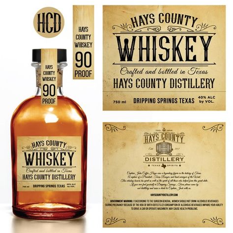 Hays County Whiskey Bottle/label design Product packaging contest design#product#packaging#TXWHISKEYMAN Whiskey Bottle Labels, Whiskey Label, Whiskey Distillery, Whiskey Brands, Bottle Label Design, Whisky Bottle, Bottle Corks, Bottle Cover, Abstract Photos