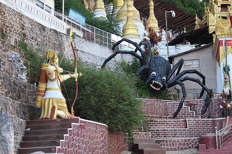 Pindaya caves | The valiant archer who shot the giant spider… | Flickr Pindaya, Giant Spider, Myanmar, Fairy Tales