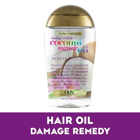 Coconut Miracle Oil, High Volume Hair, Ogx Hair Products, Stop Hair Breakage, Coconut Hair, Hair Textures, Coconut Oil Hair, Hair Control, Girly Bags