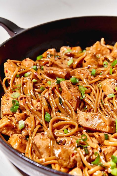 One Pan Spicy Soy Noodles with Chicken One Pan Spicy Soy Noodles With Chicken, Asian Noodle Recipes Chicken, Soy Noodles, One Pan Recipe, Noodles With Chicken, Asian Noodle Recipes, Asian Noodle, Pan Recipe, Chicken Noodle Recipes