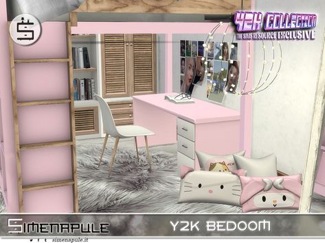 Loft Bed Sims 4, Sims 4 Cc Bunk Beds For Kids, Sims 4 Cc Loft Bed, Sims 4 Bunk Bed, Sims 4 Bunk Bed Cc, Double Loft Beds, Sims 4 Loft, 4 Bunk Beds, Y2k Bedroom