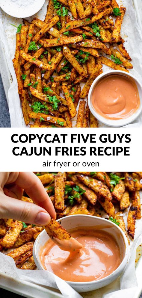 Five Guys Fries Recipe Air Fryer, Healthier Finger Foods, Crispy Fries Air Fryer, Cajun Fry Seasoning, Spicy Fries Seasoning, Cajun French Fries, Airfryer Fries Homemade, Oven Only Recipes, Recipes With Cajun Seasoning