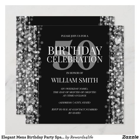 Silver Party Invitations, Black And Silver Party, Birthday Colors, Birthday Party Essentials, Mens Birthday, Silver Invitation, Elegant Birthday Party, Halloween Birthday Invitations, 21st Birthday Invitations