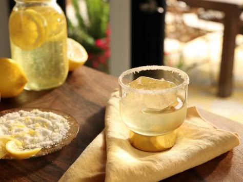 Betty's Lemon Vodka Recipe | Valerie Bertinelli | Food Network Valerie's Home Cooking Recipes, Girly Cocktails, Lemon Drop Drink, Infused Alcohol, Creative Drinks, Infused Waters, Lemon Vodka, Tiffani Thiessen, Happy Hour Drinks