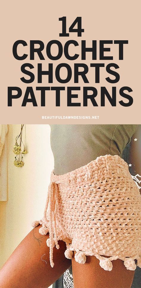 High Waisted Crochet Shorts Pattern, Easy Crochet Shorts Free Pattern, Crochet Shorts With Pockets, Easy Crochet Shorts, Crochet Shorts Pattern Free Women, Crochet Lounge Set Pattern, Crochet Projects For Summer, Knitted Shorts Pattern, Crochet Patterns Shorts