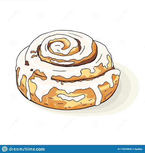 A Hand Drawing, Baking Drawing, Strawberry Roll Cake, Homemade Recipe Books, Cinnamon Bun, Bakery Logo, Graphic Design Lessons, Art Prompts, Food Drawing