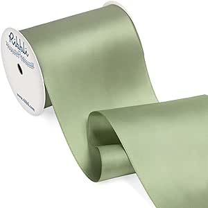 Ribbli Dusty Sage Satin Ribbon 4 Inch Wide Sage Green Ribbon for Wedding Chair Sash Grand Opening Ceremony Big Bows Gift Wrapping Floral Crafts Cake Decor-Double Faced Satin Continuous 10 Yards Bride Party Ideas, Sage Green Ribbon, Grand Opening Ceremony, Wedding Chair Sashes, Floral Crafts, Made Of Honor, Bride Party, Chair Sash, Dusty Sage