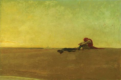 “Marooned,” 1909 Howard Pyle (1853-1911). Oil on canvas, 40″ x 60″. Delaware Art Museum, Museum Purchase, 1912 | Norman Rockwell Museum Howard Pyle, Long John Silver, Pirate Art, American Illustration, Art Et Illustration, Oil Painting Reproductions, Art And Illustration, Painting Reproductions, Easy Paintings