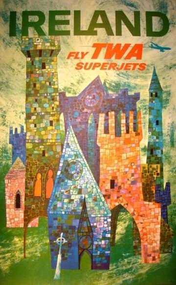 David Klein, Ireland Poster, Postal Vintage, Tourism Poster, Irish Art, Poster Ads, Irish Heritage, A Castle, Photo Vintage