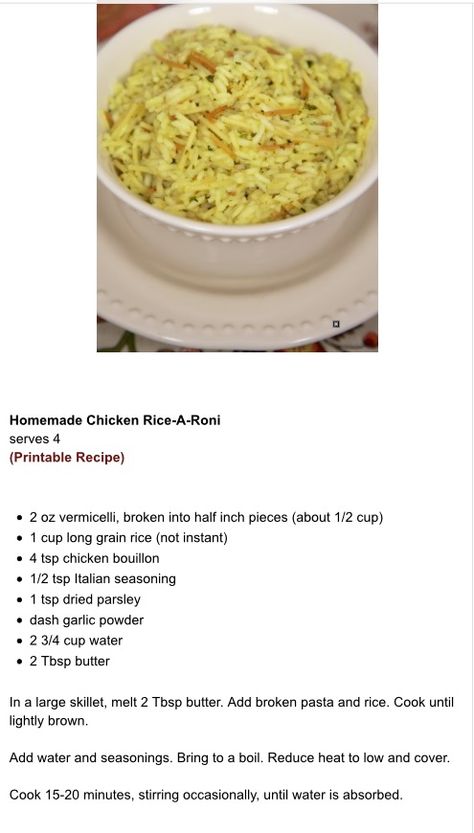 Homemade Chx Rice a Roni Diy Chicken Rice A Roni, Diy Ricearoni, Homemade Rice A Roni Recipes, Rice A Roni Copycat Recipe, Homemade Chicken Rice A Roni, Home Made Rice A Roni, Homemade Pasta Roni Recipes, Homemade Pasta Roni, Pasta Roni Copycat