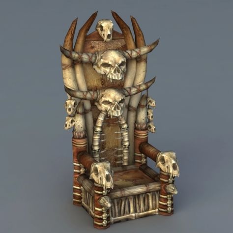 Skull Throne Chair 3d model preview Skull Throne, Fantasy Furniture, Gothic Furniture, Brothers In Arms, Throne Chair, Fantasy Props, Throne Room, 3d Printing Projects, Fantasy Art Landscapes