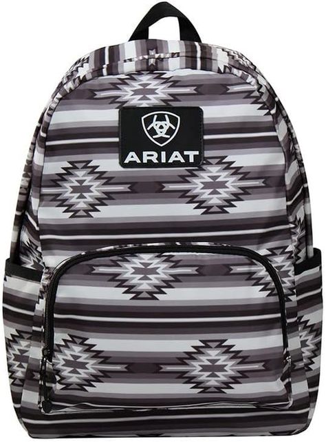 ARIAT Aztec Patterned Backpack with Adjustable Straps, Zippered Compartments - Black, Grey, and White Cowboy Baby Style, Western Backpack, White Backpack, Little Cowboy, Rodeo Cowboy, The Cowboy, Patterned Backpack, Aztec Designs, Western Home Decor