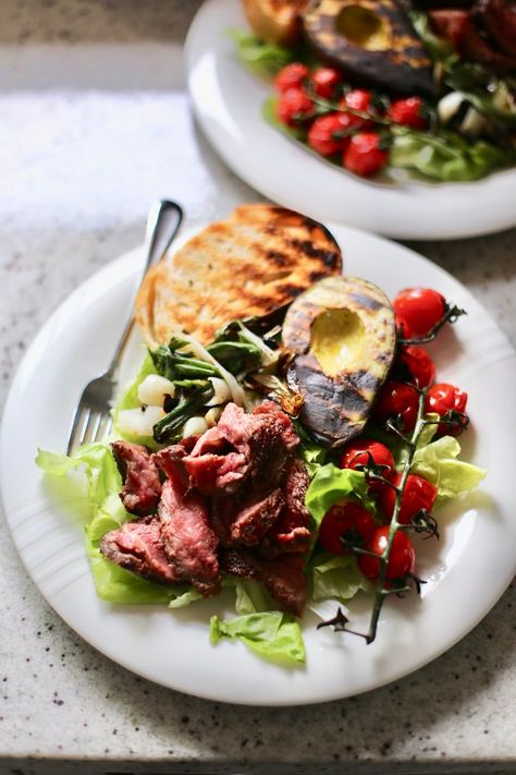 Date Night Grilled Steak Salad — Set the Table Grilled Steak Salad, Table Photography, Savory Dinner, Green Cherries, Steak Salad, Avocado Slices, Set The Table, Chips And Salsa, Grilled Steak