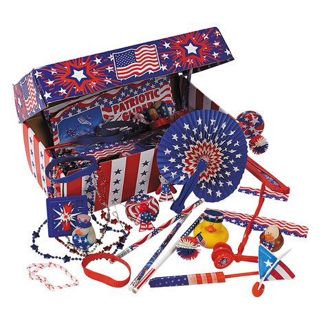 100pc/$20 Patriotic Treasure Chest Assortment - OrientalTrading.com 4 Of July Party, Paw Patrol Favors, Mermaid Toys, Halloween Eyeballs, Happy Birthday Jesus, Carnival Birthday Parties, 4th Of July Celebration, Patriotic Party, Novelty Toys