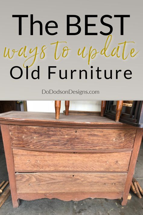 The Best Ways To Update Old Furniture For A Fresh New Look Painting Old Furniture Ideas, Update Old Furniture, Diy Furniture Repair, Refinish Wood Furniture, Farmhouse Thrift Store Makeovers, Furniture Makeover Inspiration, Restoring Old Furniture, Painting Old Furniture, Painting Antique Furniture