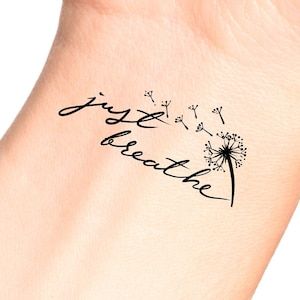 Let Them Tattoo Ideas, Tattoo Sayings, Just Breathe Tattoo, Dandelion Tattoo Design, Tiny Wrist Tattoos, Ink Therapy, Small Girly Tattoos, Petit Tattoo, Cross Tattoos For Women