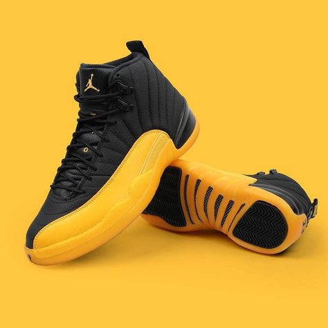 Jordan 12 University Gold, Jordan 12 Black, Gold Basketball Shoes, Jordan Retro 12, Retro Basketball Shoes, Air Jordan 12, Custom Nike Shoes, Air Jordan 12 Retro, Nike Air Jordan Retro