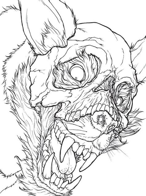 Skull Outline Drawing, Horror Drawing, Creepy Tattoos, Canine Art, Dark Art Tattoo, Tattoo Art Drawings, Desenho Tattoo, Dark Art Drawings, New Tattoo