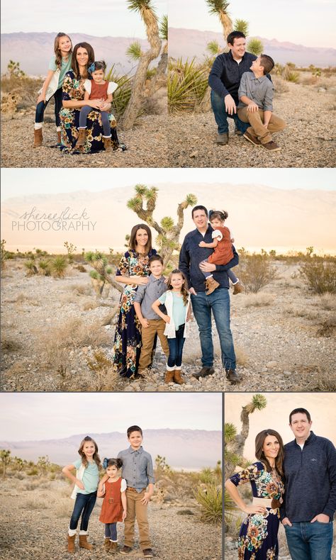 Desert family photos :: Las Vegas :: Family of 5 :: Joshua Trees :: Sheree Flick Photography Desert Theme Family Photos, Desert Photoshoot Ideas Family, Joshua Tree Family Photoshoot, Desert Family Photos Outfits, Family Desert Photoshoot, Desert Family Pictures, Desert Family Photoshoot, Desert Photoshoot Outfit, Fall Photoshoot Outfits Family