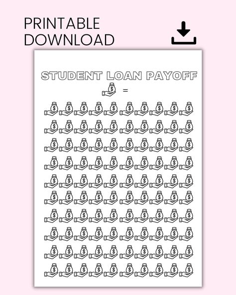 Student Loans Debt Payoff Savings Challenge, Printable, Money Challenge, Tracker, Dave Ramsey, Personal Finance by HartfordHustlePrints on Etsy Printable Money Challenge, Saving Plans, Printable Money, Saving Money Chart, Loan Payoff, Money Chart, Savings Challenge Printable, Loan Money, Budget Plan