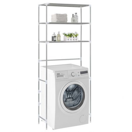 3-Tier Storage Rack over Laundry Machine Silver 69x28x169 cm at Crazysales.com.au Machine Storage, Bathroom Storage Solutions, Towel Organization, Over Toilet, Bathroom Storage Organization, Laundry Room Organization, Extra Storage Space, Bathroom Shelves, Stainless Steel Frame