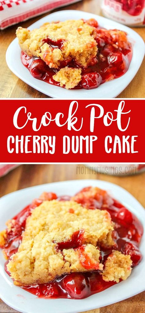 Dump Cake Crockpot, Crockpot Cake Recipes, Dump Desserts, Crockpot Cobbler, Camper Food, Crockpot Dessert, Crockpot Cake, Crockpot Desserts, Cherry Dump Cake Recipe