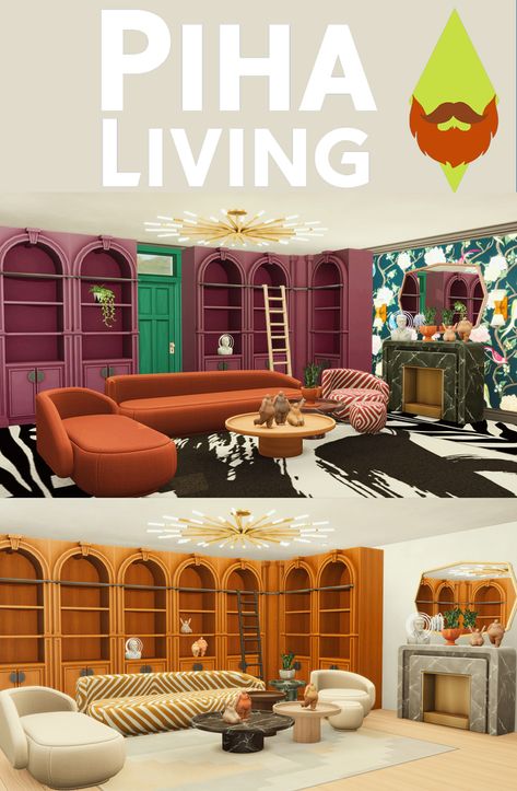 Piha Living | Kiwisim4 on Patreon Sims 4 Cc Screen Porch, Maxis Match Clutter Sims 4, 70s Sims 4 Cc Furniture, Sims 4 70s Cc Furniture, Sims 4 Unique Cc, Sims 4 Maximalist Cc, Sims 4 Cc Apartment Furniture, Sims 4 Living Room Ideas, Sims 4 Living Room