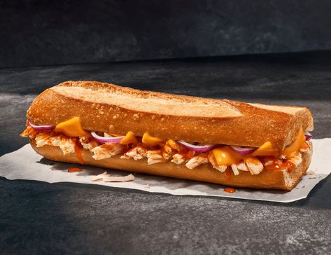 Buffalo Chicken Melt, Chicken Melt Recipe, Panera Sandwiches, Chicken Melt, Baguette Sandwich, Mozzarella Sandwich, Chicken Melts, Slim Down Fast, Buffalo Chicken Sandwiches