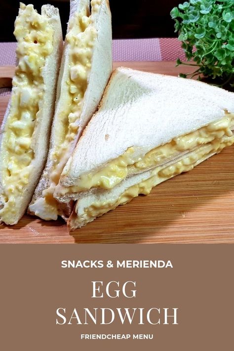 Egg Sandwich a Easy Pinoy Merienda Recipe. A sandwich made with hard-boiled eggs and mayonnaise. Egg Sandwich can be serve in merienda or Kids's snacks lunch (Baon). You May add Lettuce or cheese depends on your cravings.  Ingredients: 5 pieces Egg (Hard Boiled) 220 ml Mayonnaise Loaf Bread Salt and Black Ground Pepper  #easymadeEggSandwich #EggSandwich #pinoyrecipe Pinoy Merienda Recipes, Merienda Pinoy, Filipino Merienda, Pinoy Merienda, Egg Sandwich Recipe, Pinoy Foods, How To Make Eggs, Egg Sandwich, Egg Salad Sandwiches