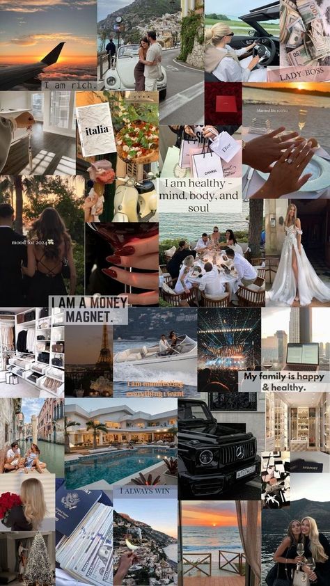 Dream Lifestyle Vision Board, Future Dreams Goals, Digital Vision Board 2024, Vision Board Luxury, Dream Mapping, Dream Life Vision Board, Unique Vision Boards, Vision Board Design, Goals Vision Board