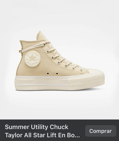 Cute Converse Shoes, Cream Converse, Cute Converse, Shoe Converse, Womens High Top Shoes, Cute Disney Outfits, Chuck Taylor All Star Lift, High Top Shoe, Costume Shoes