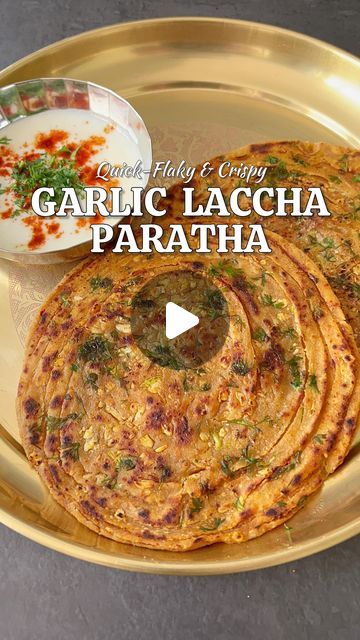 Laccha Paratha Recipe, 4 Burner Gas Stove, Laccha Paratha, Red Chilli Powder, Recipes Yummy, Coriander Leaves, Chilli Flakes, Red Chilli, Chopped Garlic