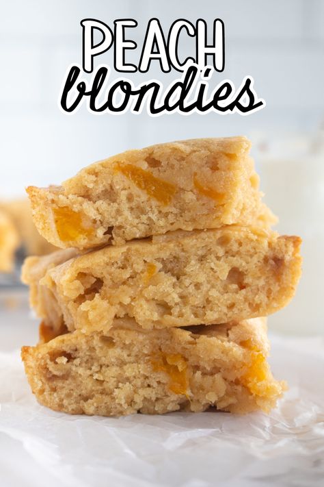 Peach Blondies - Make the Best of Everything Peach Blondies, Peach Cookies Recipe, Peach Tart Recipes, Easy Peach Pie, Fresh Peach Pie, Baking Bad, Peach Cookies, Peach Dessert, Cream Cheese Mints