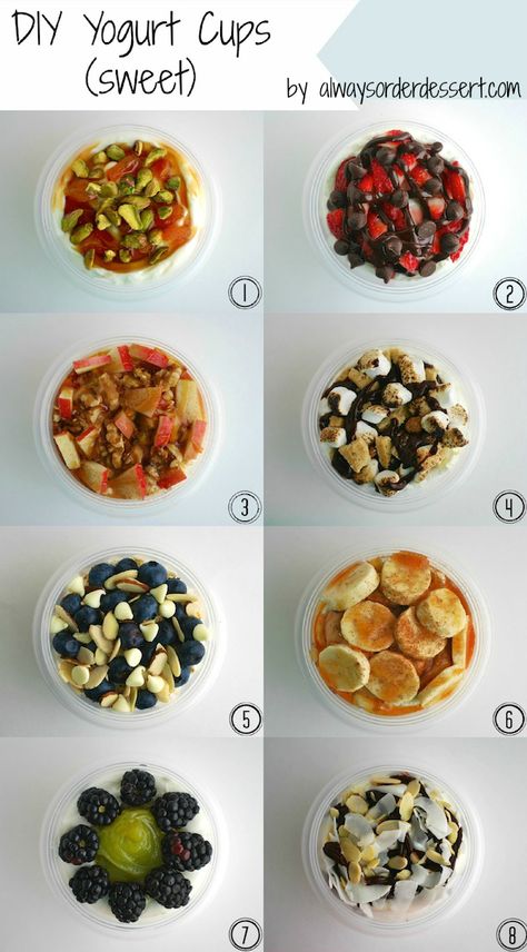 8 Sweet & Decadent DIY Yogurt Cup Topping Ideas! Click to check out the recipes or re-pin now & try them all out later! #breakfast #healthy #yogurt #diy Chocolate Covered Strawberry Yogurt, Yogurt Dips, Pudding Yogurt, Diy Yogurt, Yogurt Cup, Yogurt Toppings, Lifestyle Advice, Honey Granola, Homemade Yogurt