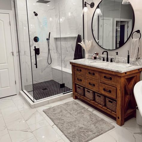 Pottery Barn Vanity, Vanity Pottery Barn, Pottery Barn Bathroom, Single Sink Vanity, Construction Crafts, Primary Bath, Sink Vanity, Rectangular Mirror, Single Sink