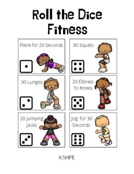 Roll the Dice Exercise Fitness Game, Brain Break, Physical Education, PEThere are 2 version here with kids in colour or black and white.8.5 x 11Print and play!Digital Download 1st Grade Physical Education Activities, Locomotor Games Physical Education, Exercise For Kids At Home, Gross Motor Activities For School Age, 1st Grade Pe Games, 1st Grade Pe Activities, Sports Week Activities For Kids, Pe Activities Elementary, Physical Games For Kids