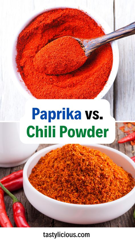 paprika vs chili powder vs cayenne | Difference Between Paprika And Chili Powder | Can you substitute paprika for chili powder | fall recipes dinner | healthy lunch ideas | dinner ideas | breakfast ideas | easy healthy dinner recipes Breakfast Ideas Easy Healthy, Fall Recipes Dinner, Breakfast Ideas Easy, Homemade Chilli, List Of Spices, Red Spice, Dried Peppers, Diy Spices, Easy Healthy Dinner